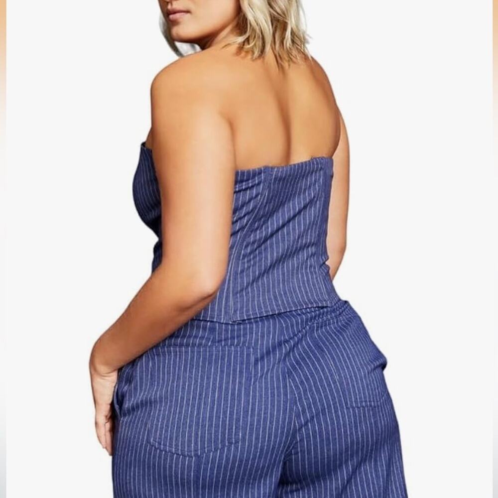 NEW Royalty by Maluma Macy’s Pinstripe Bustier Top - Size 18 - Picture 2 of 10